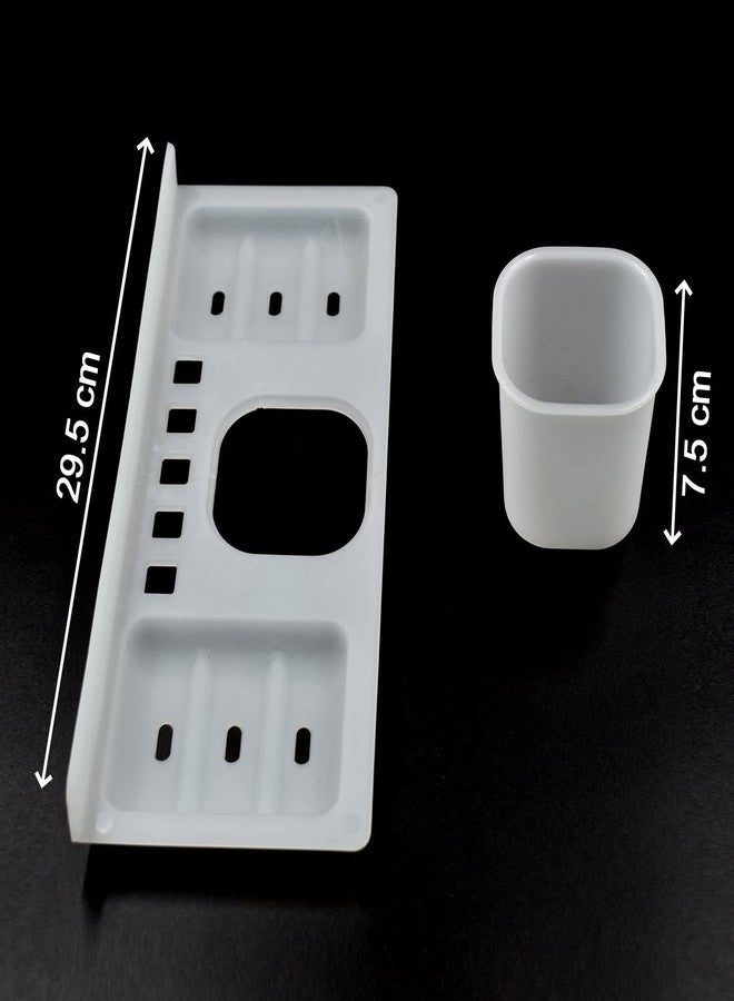 Oblivion Wall Mounted Plastic 4 in 1 Double Soap Dish with Mounting Screws, Tumbler and Tooth Brush Holder for Bathroom Dish Holder Organizer Rack Hanging Soap Tray for Bathroom Accessories - Image 2